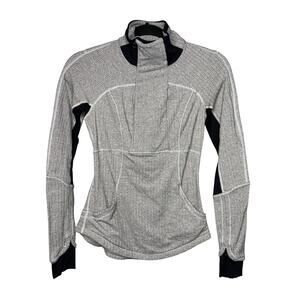 Lululemon Base Runner 1/2 Zip Pullover Top Women's 2 Herringbone Mock Athletic